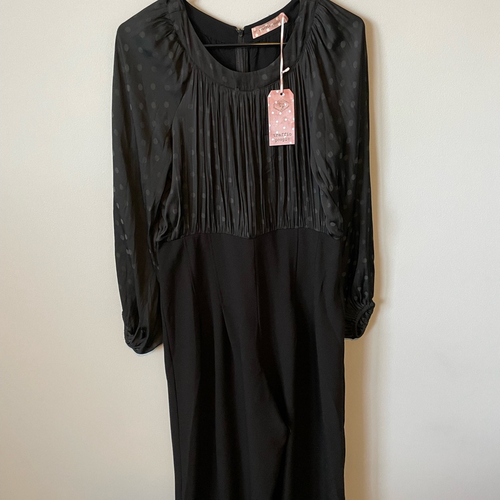 Traffic People Black Sheath Jumpsuit with Bishop Sleeves